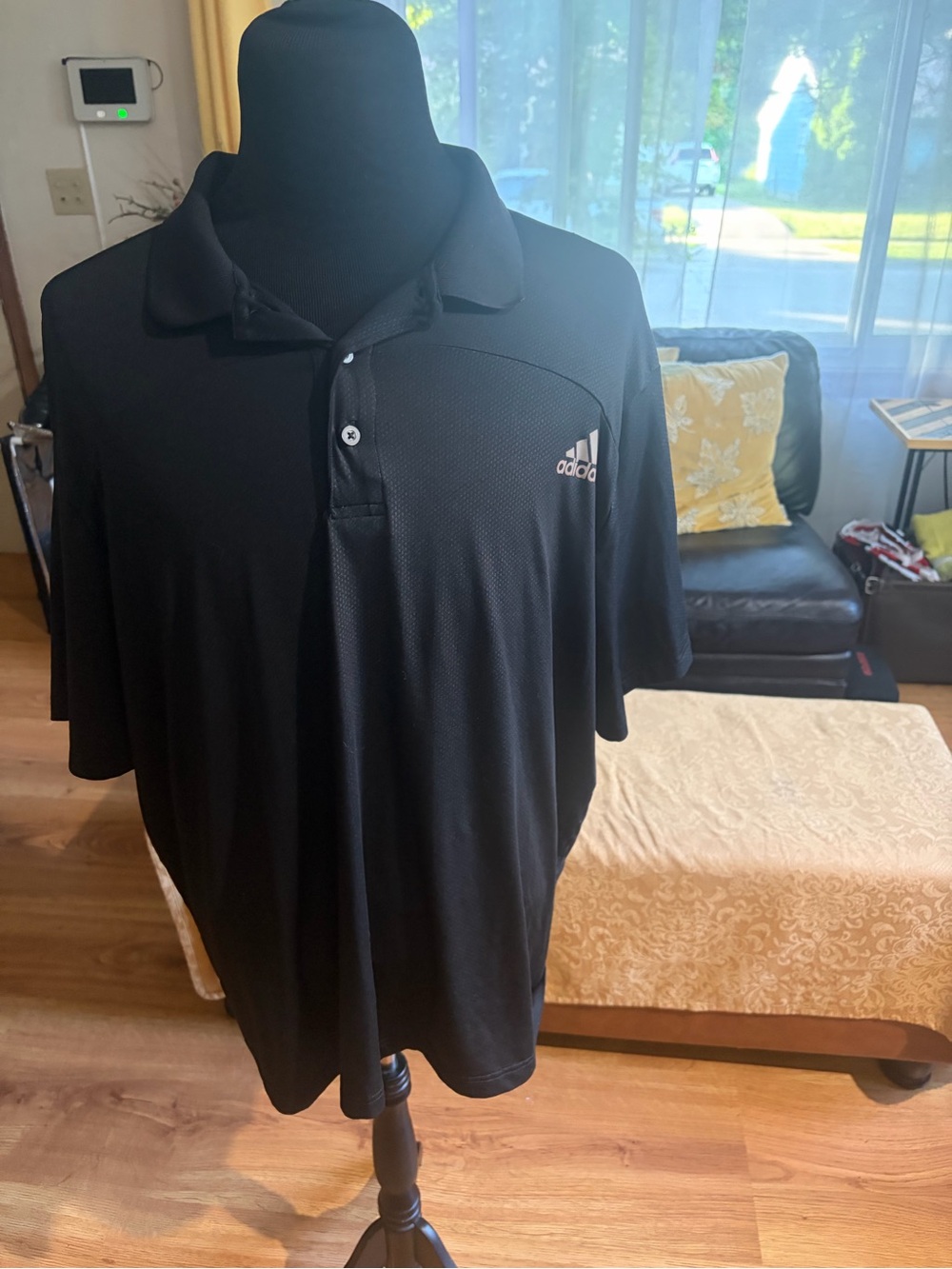 adidas Black Short-Sleeve Polo with Logo